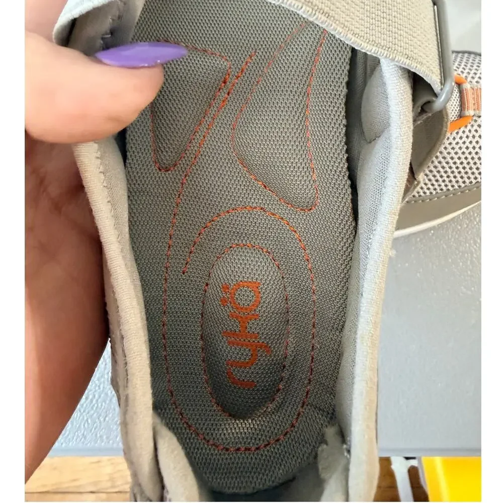 Ryka Mary Jane Sneakers Gray Orange Comfort Walking Shoes Womens 8
